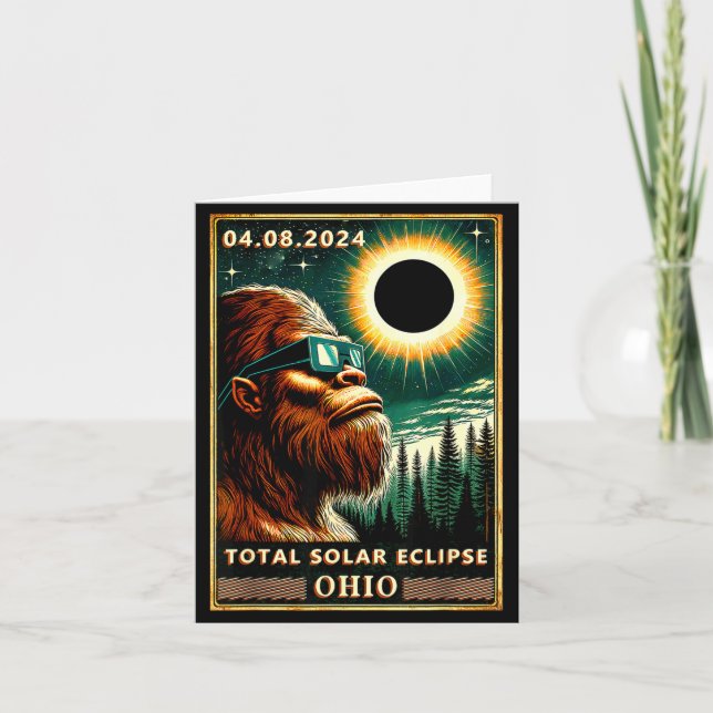 Funny Total Solar Eclipse Ohio Bigfoot Card (Front)
