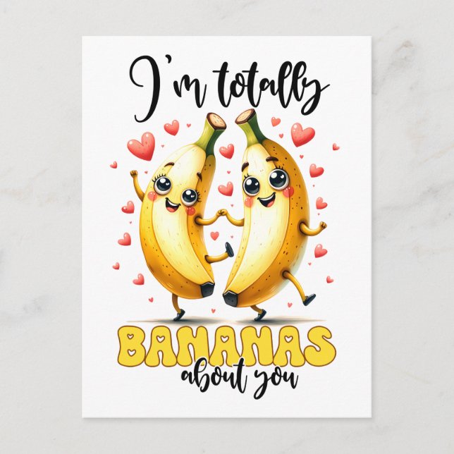 Funny Totally Bananas About You Postcard (Front)