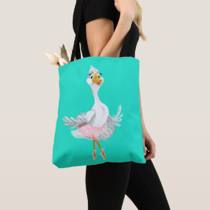 Funny Tote Bag Happy Ballerina Duck - Your Colours