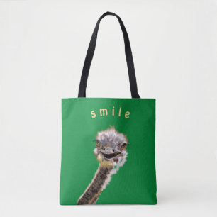 Funny Tote Bag Happy Ostrich Custom Colour and Tex