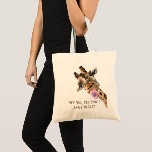 Funny Tote Bag with PlayfulGiraffe - Custom Text