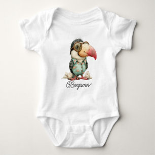 Funny Toucan Bird with Glasses Baby Bodysuit
