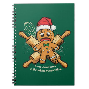 Funny "Tough Battle" Gingerbread Man Christmas Notebook
