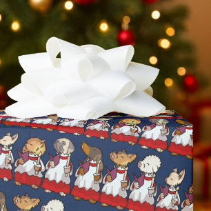 Funny Toy Dog Choir Carol Singers Yorkie Cartoon Wrapping Paper
