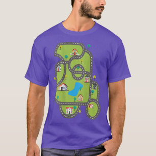 Funny Toy Race Car Track Road Play Mat ON BACK OF T-Shirt