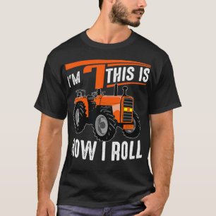 Funny Tractor 7th Birthday Gift  Cute 7 Years Old  T-Shirt