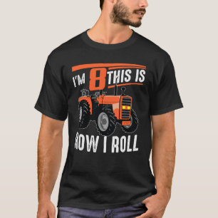 Funny Tractor 8th Birthday Cute 8 Years Old Boy Gi T-Shirt