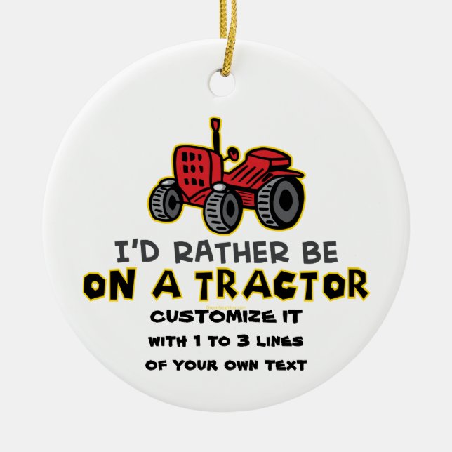 Funny Tractor Ceramic Ornament (Front)