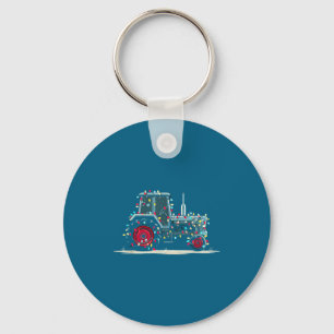 Funny Tractor Christmas Graphics Lights Lover Farm Key Ring