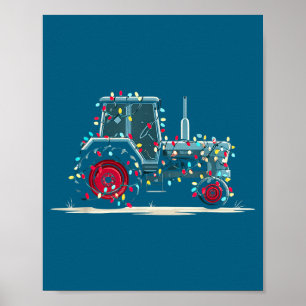 Funny Tractor Christmas Graphics Lights Lover Farm Poster