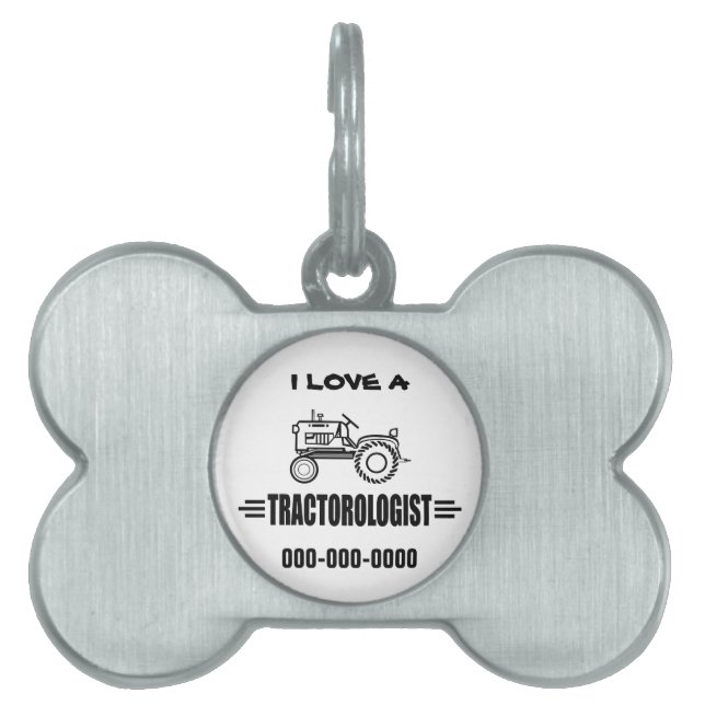 Funny Tractor Pet Name Tag (Front)