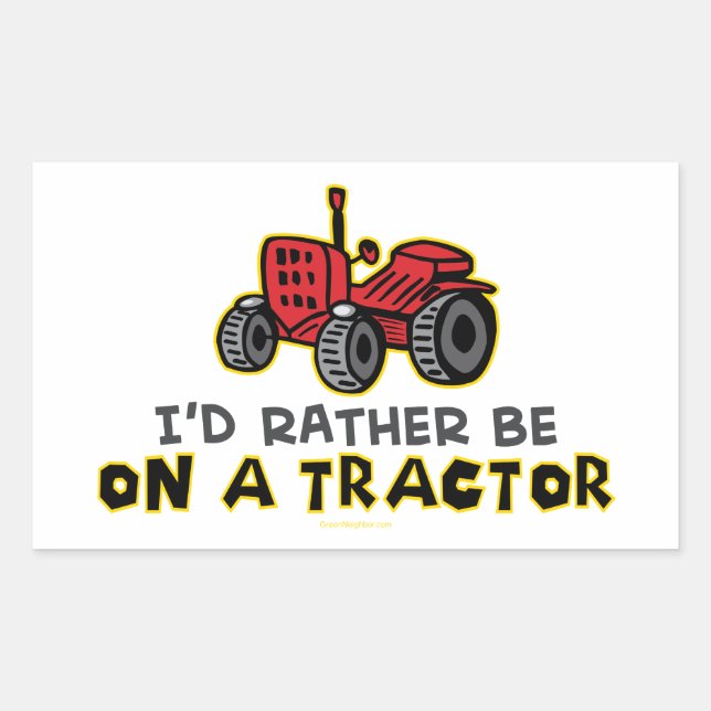 Funny Tractor Rectangular Sticker (Front)