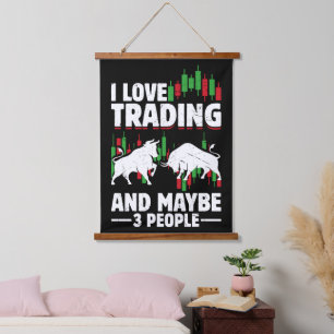 Funny Trading Quote Bull & Candlestick Daytrading  Hanging Tapestry
