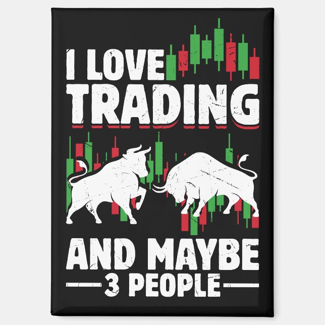 Funny Trading Quote Bull & Candlestick Daytrading  Magnet (Front)