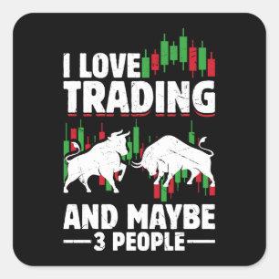 Funny Trading Quote Bull & Candlestick Daytrading  Square Sticker