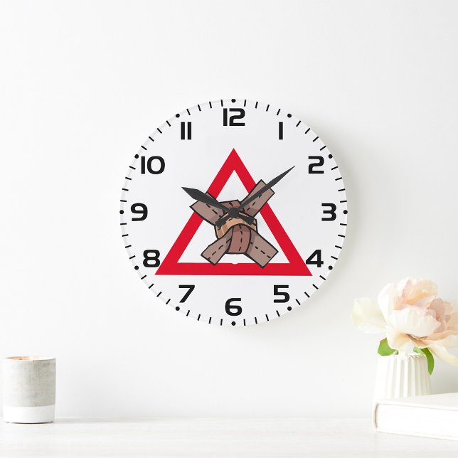 Funny Traffic Jam Knot Warning Road Sign  Large Clock (Creator Uploaded)