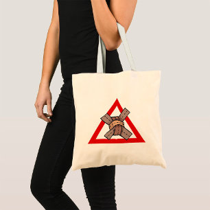 Funny Traffic Jam Knot Warning Road Sign  Tote Bag