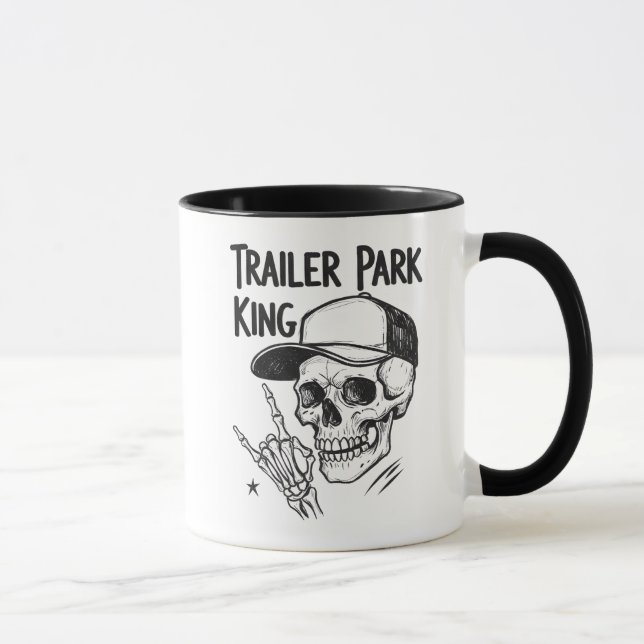 Funny Trailer Park King Skull And Skeleton Hand  Mug (Right)