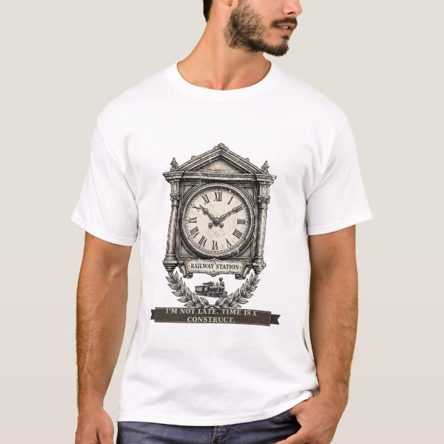 Funny Train Clock T-Shirt (Front)