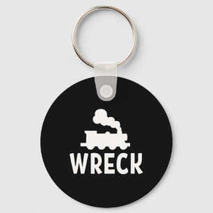 Funny Train Wreck . Sarcastic Joke Tee Key Ring