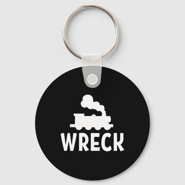 Funny Train Wreck . Sarcastic Joke Tee  Key Ring (Front)