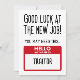 Funny 'Traitor Badge' Coworker Leaving Thank You Card