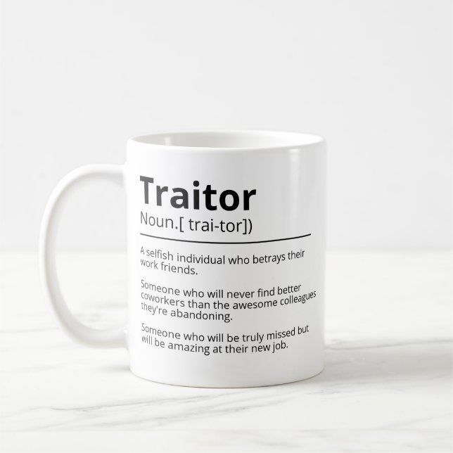Funny traitor  personalised leaving mug-Leaving gi Coffee Mug (Left)