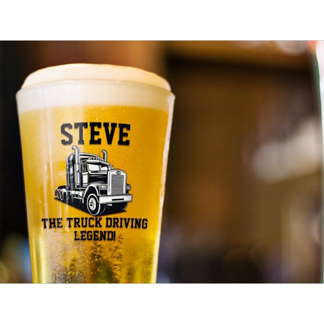 Funny Transport Semi Truck Driver Custom Name Glass (The perfect gift for the truck driver in your life.)