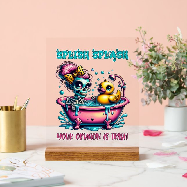 Funny trash opinion skeleton acrylic sign (Wedding)