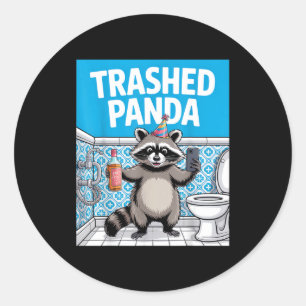 Funny Trashed Panda Raccoon Gets Drunk  Classic Round Sticker