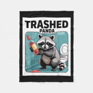 Funny Trashed Panda Raccoon Gets Drunk Fleece Blanket