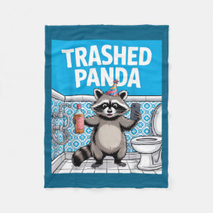 Funny Trashed Panda Raccoon Gets Drunk Fleece Blanket