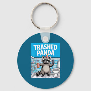 Funny Trashed Panda Raccoon Gets Drunk  Key Ring