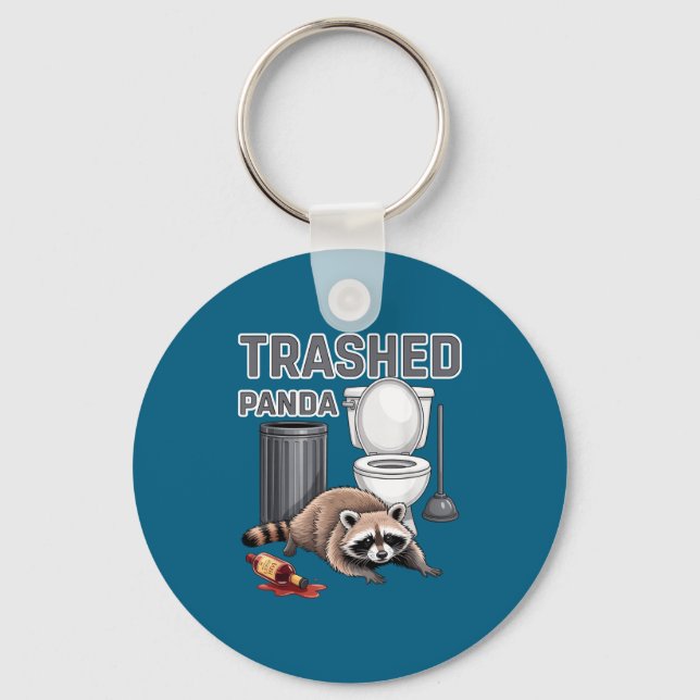 Funny Trashed Panda Raccoon Gets Drunk  Key Ring (Front)