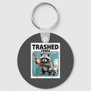 Funny Trashed Panda Raccoon Gets Drunk  Key Ring