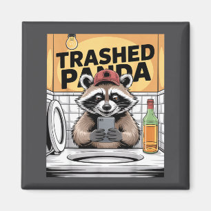 Funny Trashed Panda Raccoon Gets Drunk  Magnet