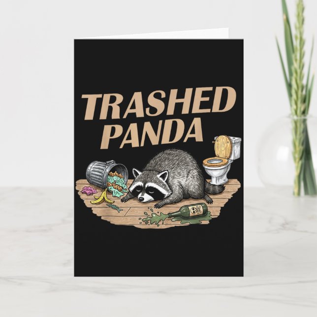 Funny Trashed Panda Racoon Gets Drunk Racoon Meme  Card (Front)