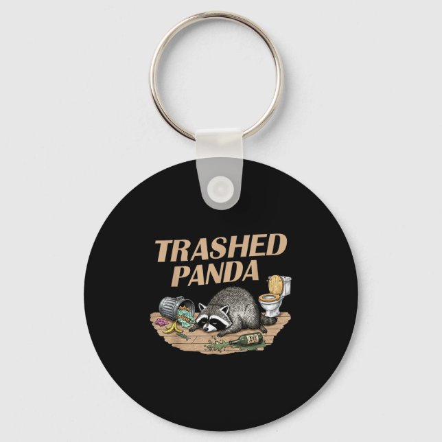 Funny Trashed Panda Racoon Gets Drunk Racoon Meme  Key Ring (Front)