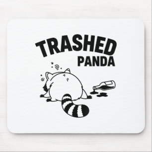 Funny trashed panda racoon gets humourous animal mouse pad