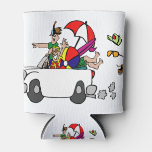 funny travel cartoon car vacation can cooler