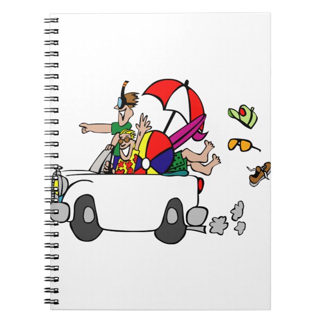 funny travel cartoon car vacation notebook (Front)