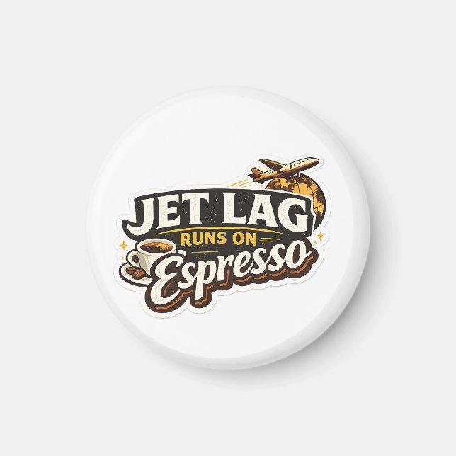 Funny Travel Coffee Lover Hat Magnet (Front)