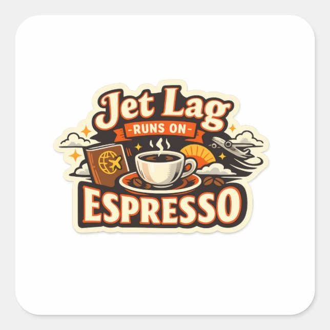  Funny Travel Coffee Lover Hat Square Sticker (Front)