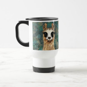 Funny Travel Mug with Curious Llama