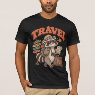 Funny Travel Racoon T-Shirt – Vintage Adventure F