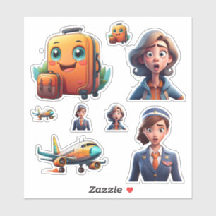 Funny Travel Sticker Collection - Quirky Character