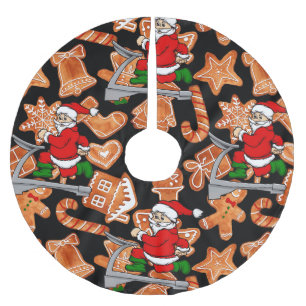 funny treadmill santa cookies brushed polyester tree skirt