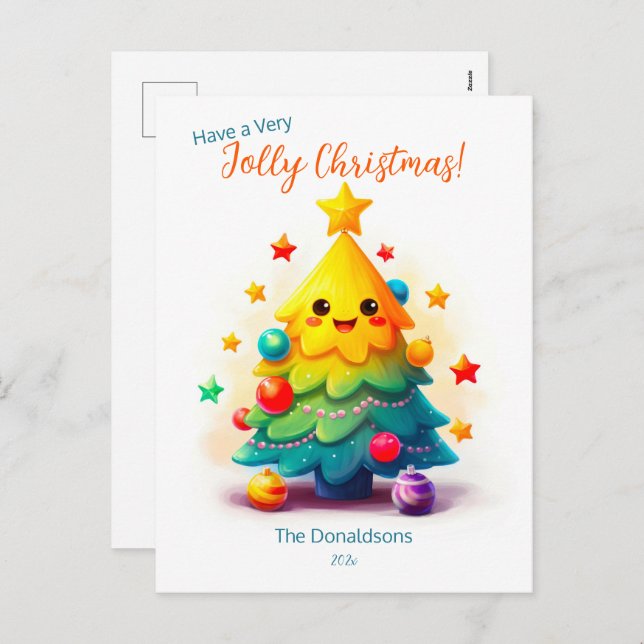 Funny Tree Christmas Postcard (Front/Back)