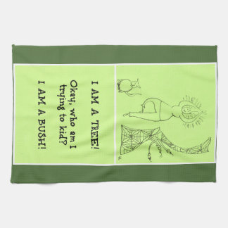 Funny Tree Pose Woman Tea Towel