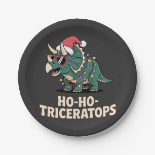 Funny Tree Rex Dinosaur Holiday Humour Paper Plate
